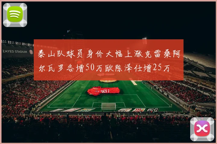 泰山队球员身价大幅上涨克雷桑阿尔瓦罗各增50万欧陈泽仕增25万