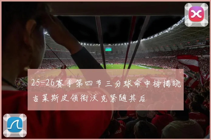25-26赛季第四节三分球命中榜揭晓吉莱斯皮领衔沃克紧随其后